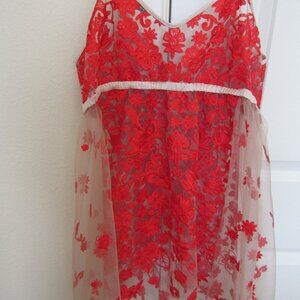Anthropology Rya Collection Red Lace Chemise, size M